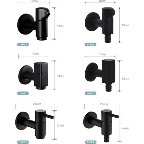 Matte Black Wall Mounted Brass Washing Machine Tap Garden Outdoor Mop Pool Tap Toilet Corner Bathroom Water Faucet Bibcock