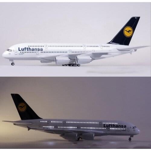 1/160 Scale 50.5CM Airplane Airbus A380 Lufthansa Airline Airways Model W Light and Wheel Diecast Plastic Resin Plane Collection