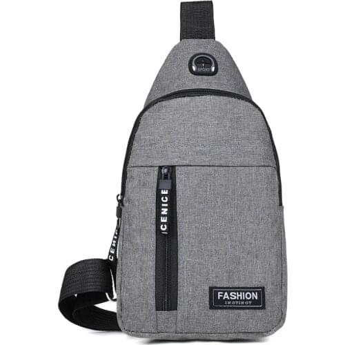 Mens Chest Bag Fashion Single Shoulder Backpack Waterproof Casual Messenger Bag Multifunction Headphone Jack DesignTravel Bags