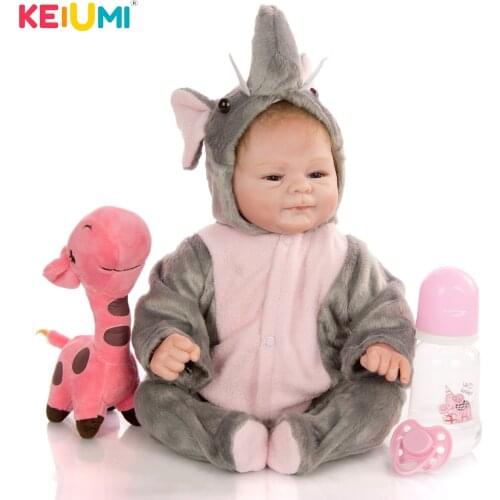 KEIUMI Funny Smile 17 inch Reborn Baby Doll Elephant Soft Silicone Vinyl Boneca Reborn Toddler Stuffed Dolls For kids Playmates
