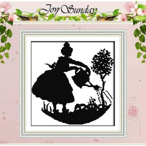 The girl is water the trees counted Cross Stitch 11CT 14CT Cross Stitch Set Wholesale DIY Cross-stitch Kit Embroidery Needlework