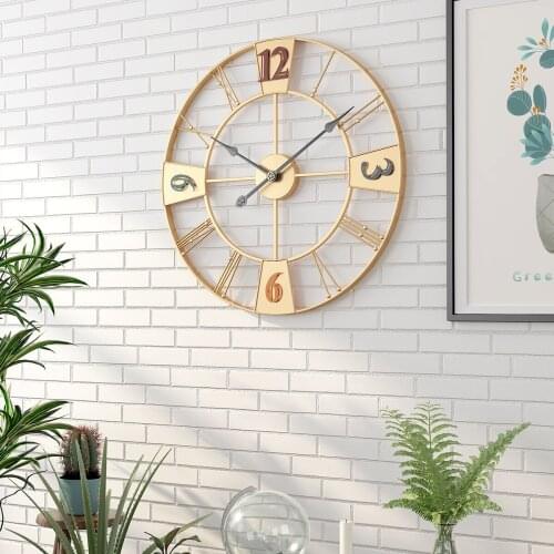 Newest 50cm/60cm Wall Clock Vintage Home Decor Livingroom Roman Round Shape Wall DecorativeHome Decoration Accessories Clock