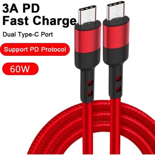 PD 60W USB C to USB Type-C Cable 3A Fast Charge Data Cable for Macbook Samsung Huawei USB C Cable Support Data Transfer