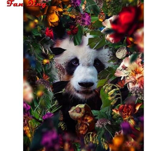 Full Square/Round Drill 5D DIY Diamond Painting "Animal panda Among the flowers" Embroidery Cross Stitch 5D Home Decor Gift