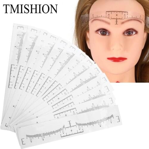 Portable 50pcs Disposable Clear Eyebrow Ruler Sticker Eyebrow Shaping Tools Eyebrow Tattoo Makeup Measurement Stencil Template