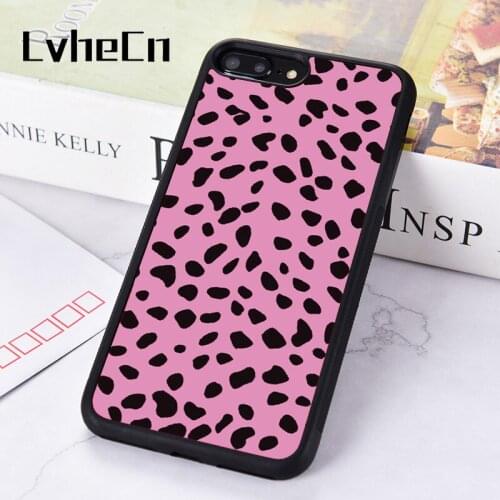 LvheCn Rubber Silicone Phone Case Cover For iPhone 6 6S 7 8 PLUS XR X XS 11 12 PRO MAX MINI Pink Dalmatian