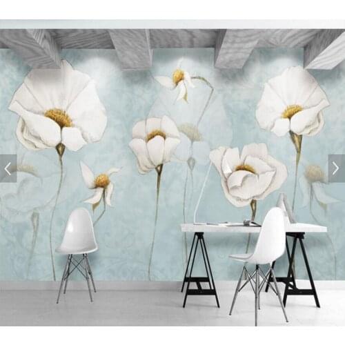 Modern simple fresh pastoral flower Nordic custom 3d murals,living room bedroom TV sofa wall kitchen restaurant hotel wallpaper
