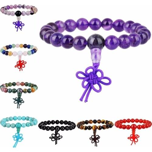 SUNYIK 21 Prayer Beads Gem stone Bracelet Tibetan Buddhist Mala Beads Wristband 8mm 7"