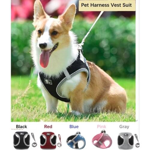 Reflective and Breathable Pet Vest Chest Back Suit With Dog Rope 1.5M Dog Harness and Leash Set for Small Medium sized Dog