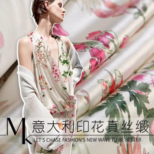 Mulberry silk stretch satin fabric cloth per meter 19mm width 140 cm printed dress women new shirt fabric alibaba express