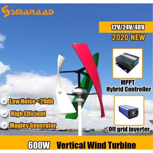 SMARAAD Ture 600W 12V 24V 48V Vertical Wind Turbine Generator With Maglev Generator MPPT Controller Free Energy Windmill Homeuse