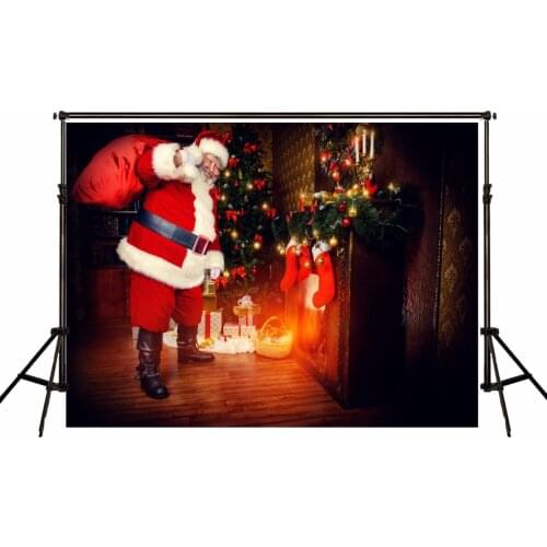 VinylBDS Christmas Photography Backgrounds Santa Claus Tree Fone Photographie Indoor Warmth Backdrops For Children Photo Studio
