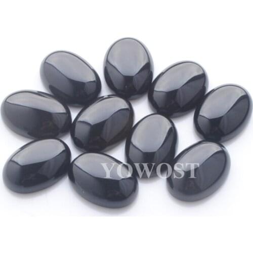 YOWOST Free shipping Black Agates Gem stone Oval Cabochon CAB No Hole Jewelry 13x18x6MM 20pcs/lot QU3012