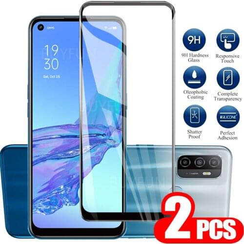 2PCS For Oppo A53 A53S 2020 Screen Touch Glass Protector On For oppo a53 a53s 2020 phone Protector Screen Tempered Glass 9H