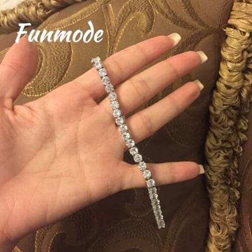 Funmode Luxury Design Zircon Rome Bride Wedding Bracelet & Bangles Hip Hop Jewelry CZ Tennis Bracelet for Women Gift F003B
