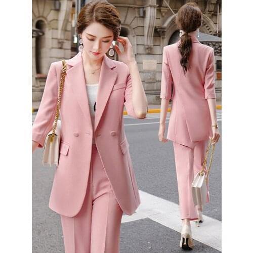 Summer professional clothes for colorful blazer jacket for women jacket and pants set women tuxedo suit work suits for women
