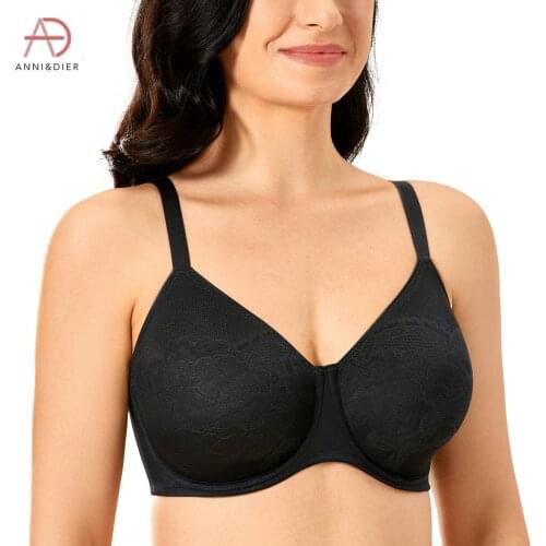 Womens Jacquard Underwire Supportive Everyday Minimizer Bra Plus Size