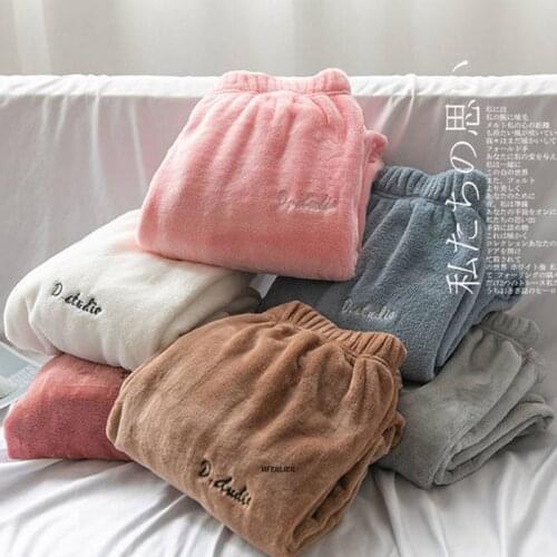 Winter women Flannel Pajamas Sleep Pants fleece warm nightgown plus size 8XL 7XL home Sleepwear loose Sleep Bottoms Homewear 54