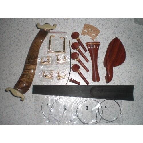 1 Best Rose Wood Violin Fitting 4/4+Fingerboard+string+fine tuner+bridge etc