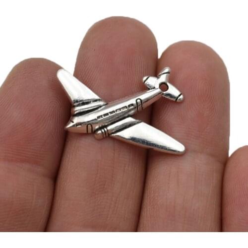 10pcs Antique Silver Plane Charms Pendants for Jewelry Making Bracelet DIY Accessories 26x28mm