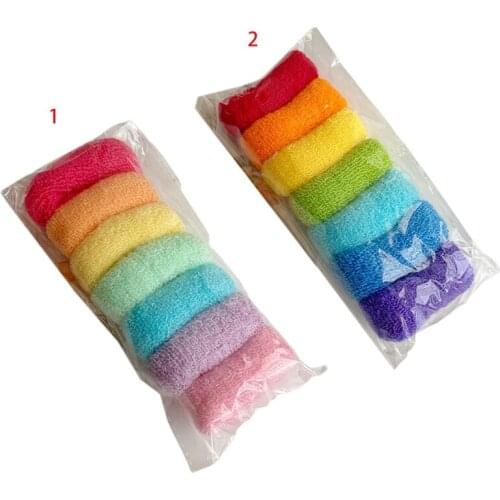 7Pcs/Pack Rainbow Candy Color Towel Scrunchies Stronge Elastic Large Hair Ties Ropes Women Girls Korean Ponytail Holder