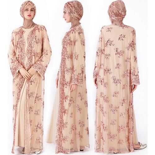 Abaya Dubai Sequins Long Abaya Women Fashion Muslim Dress Turkey Kaftan Moroccan Sash Ramadan Robe Longue Arabe Djellaba Femme