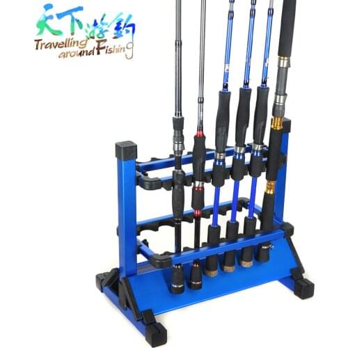 Smart Aluminum Fishing Rod Rack With Blue/Silver/Red 12 Fish Rod Holders For Carp Fishing Tackle Pesca De Peche Tool Acesorios