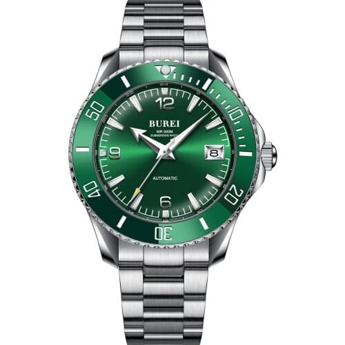 Burei Diver Water Ghost Luxury Sapphire Crystal Men Automatic Mechanical Watches Ceramic Bezel 50Bar Luminous Date Window