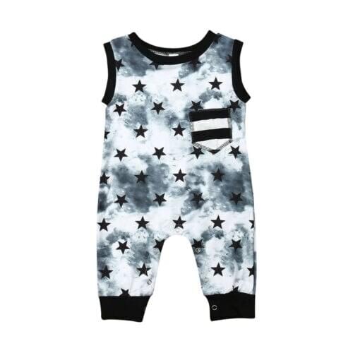 Baby Romper Newborn Baby Boy Stars Print Sleeveless Romper Jumpsuit Playsuit Outfit Clothes