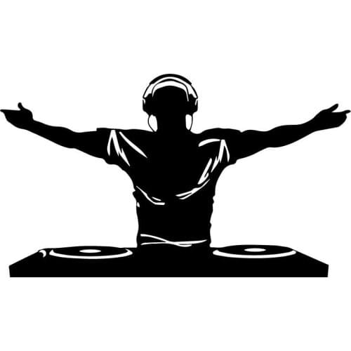 DJ Music Disco Headphones Vinyl Decal Funny Car Sticker JDM Creative Cartoon Black/Silver,18cm*10cm