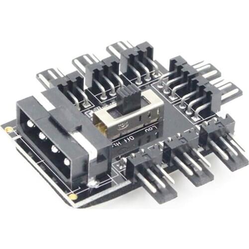 IDE Molex 1 to 8 Multi Way Splitter Cooler Cooling Fan Hub 3pin 12V Power Socket PCB Adapter 2 Level Speed Control PC Computer