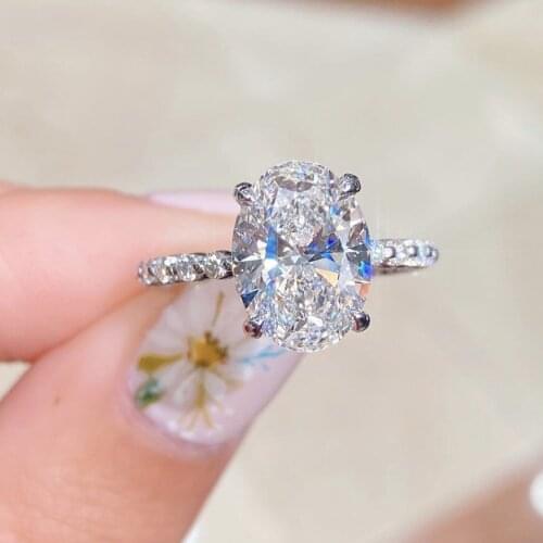 Trendy New Zircon Ring Luxury Womens Egg Shaped Zircon Ring Charm Womens Wedding Engagement Commitment Ring Jewelry Gifts