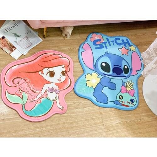 Disney Princess Stitch mermaid Anime Figures Cartoon Product Cosplay Accessories Floor Mat Home Carpets Bedroom Rug Gifts