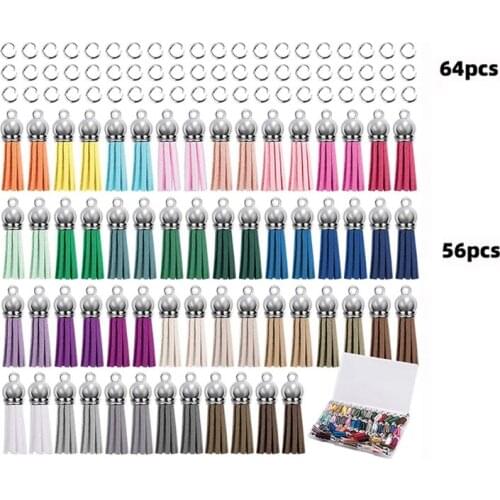 Key Chain Tassel Kit with Leather Tassel and Jump Rings for Key Chains and Diy Craft Supplies with Plastic Storage Box