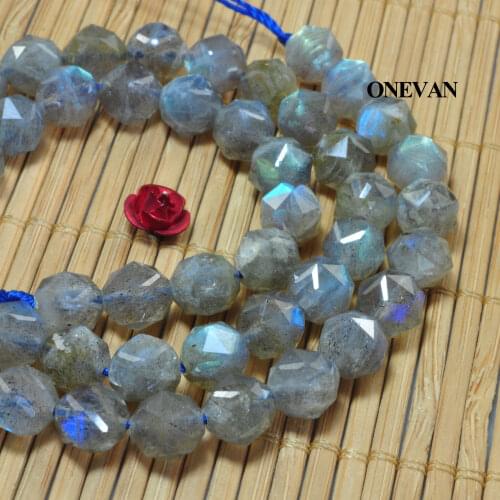 ONEVAN Natural A+ Blue Flash Labradorite New Faceted Beads 6mm 7.5mm Loose Stone Bracelet Necklace Jewelry Making Diy Design