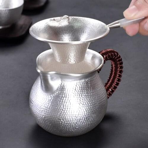 Jade Handle Sterling Silver 999 Koi Tea Mesh Leak Infuser Heat Insulation Filter Coffee Kungfu Teaset Net Tea Strainer Gifts