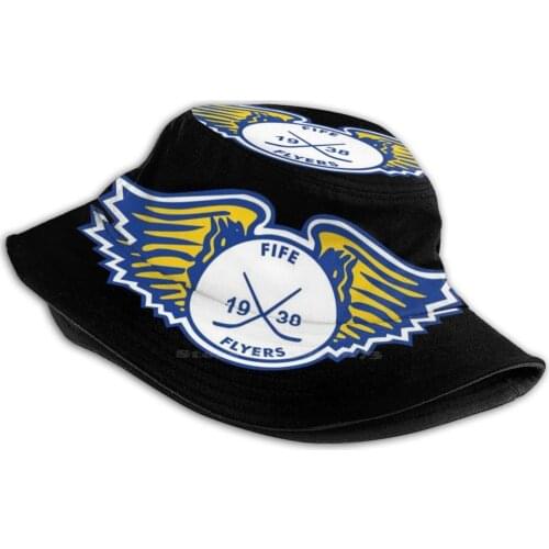 Fife Flyers Flat Top Breathable Bucket Hats Fife Flyers Ice Hockey Sport Uk British Hockey League Elite Ice Hockey League Logo