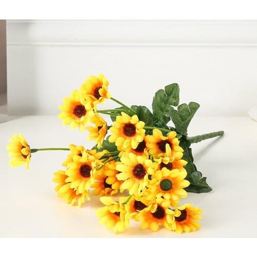 24 head Sunflowers 29cm artificial branches DIY bouquet silk flowers home office living room decoration bridal Holding flowers