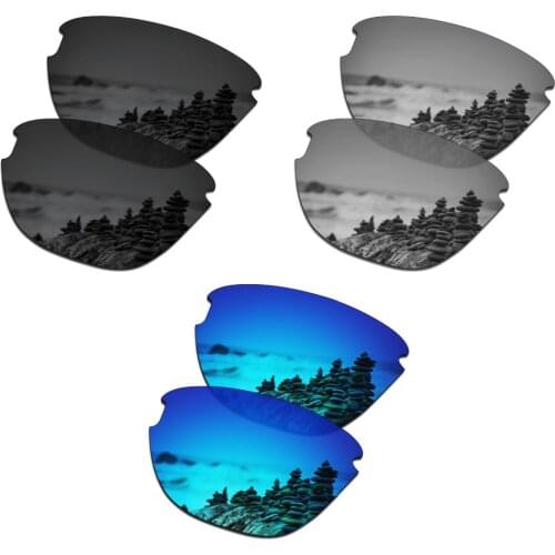 SmartVLT 3 Pairs Polarized Sunglasses Replacement Lenses for Oakley Frogskins Lite Black and Silver Titanium and Ice Blue