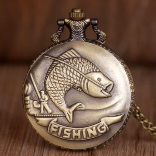 Top Brand Pocket Watches Fishing Fish Pattern Fob Chain Watch Nurse Watch Relogio Masculino Relogio De Bolso TD2033
