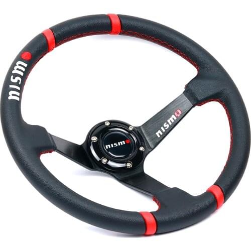 Nismo 350mm/14inch Aluminum Frame Black pvc Leather Deep Dish Steering Wheel