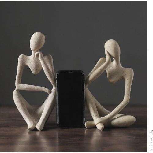 VILEAD Nordic Abstract Thinker Statue Resin Figurine Office Home Decoration Desktop Decor Handmade Crafts Sculpture Modern Art