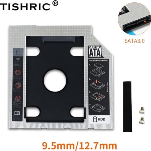 TISHRIC 2nd Hdd Caddy SSD SATA 3.0 2.5 Hard Disk Enclosure Adapter 9.5mm 12.7mm Caddy Case For Laptop CD-ROM DVD-ROM Optical Bay