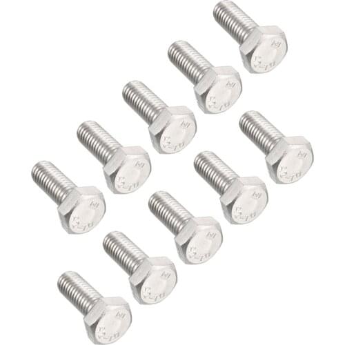 Uxcell M8 Thread 20mm 304 Stainless Steel Hex Screws Bolts Fastener 10 pcs