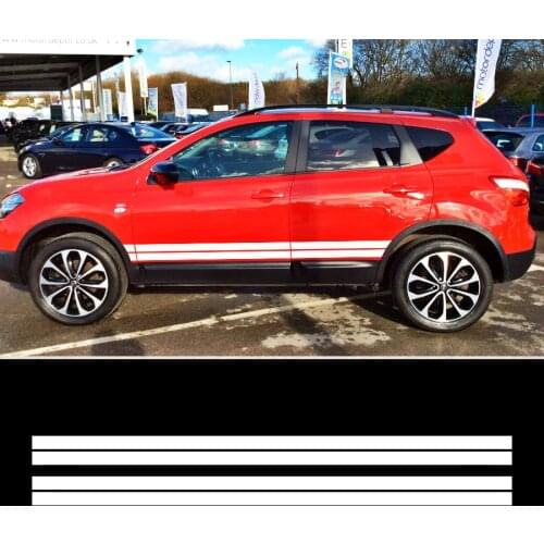 Fit For NISSAN QASHQAI Car Stickers 2 Pcs Racing Side Door Rectangle Stripe Graphic Vinyl Car Accessories Decals Custom
