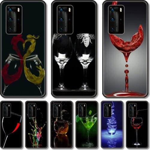 Wine glass Phone Case For Huawei P 40 30 20 10 9 8 Lite E Pro Plus black cell shell