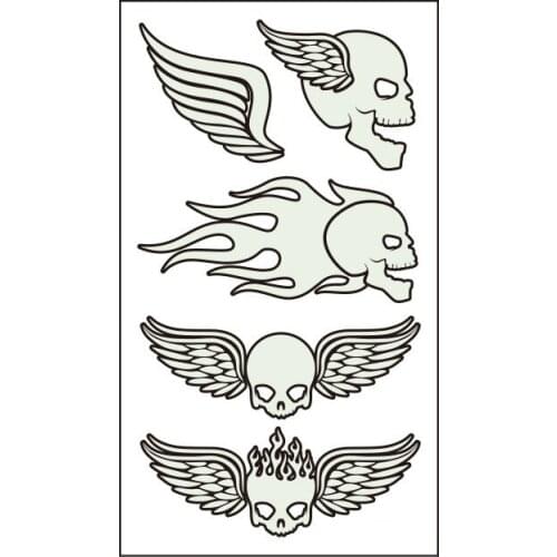 Waterproof Temporary Luminous Tattoo Sticker Skull Wings Halloween Horrible Pattern Flash Fake Tatto for Women Men
