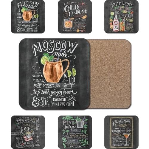 Egg Nogg MINT JULEP mosow mule pimms cup manhattan cocktail recipes wooden pad drink spirits retro pub chalk drawing art print