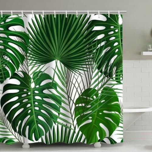 Tropical Palm Leaves Green Plant Shower Curtain Set Polyester Waterproof Curtains 3D Printing Home Bathroom Decor Fashion Screen