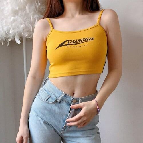 Women Letter Print Crop Camis Top